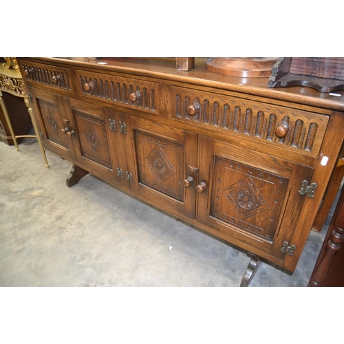 3138 - Oak Linen Fold Sideboard.