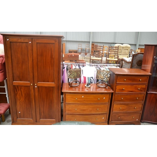 3168 - Mahogany Wardrobe & 2 Chests