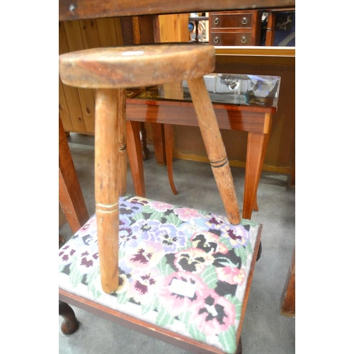 3232 - Italian Inlaid Work Table, Tapestry Stool & Carved Stool