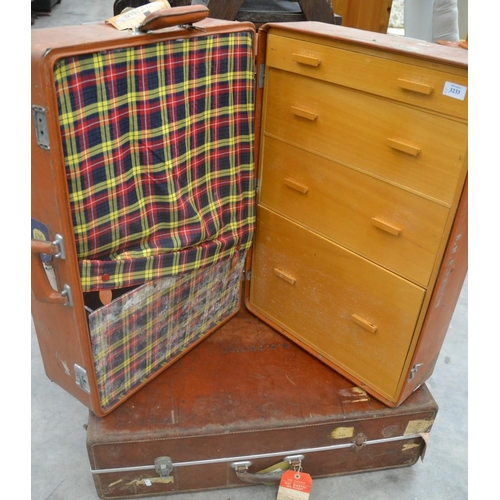 3233 - 2 x Leather Suitcases