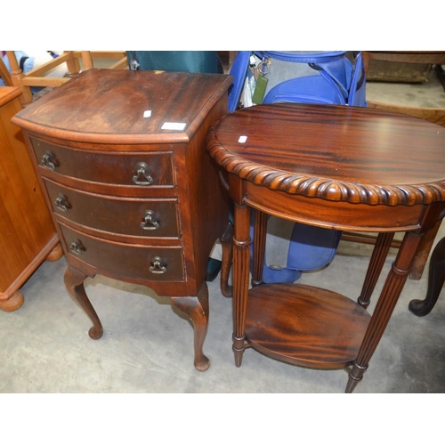 3254 - Mahogany 3 Drawer Bedside & Mahogany 2 Tier Occasional Table