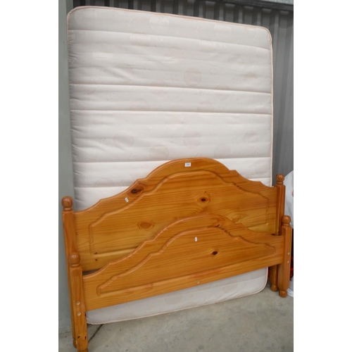 3268 - Pine Double Bed Frame With Mattress