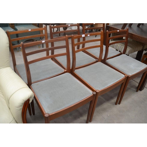 3280 - Set Of 6 Teak Dining Chairs With Upholstered Seat Pads