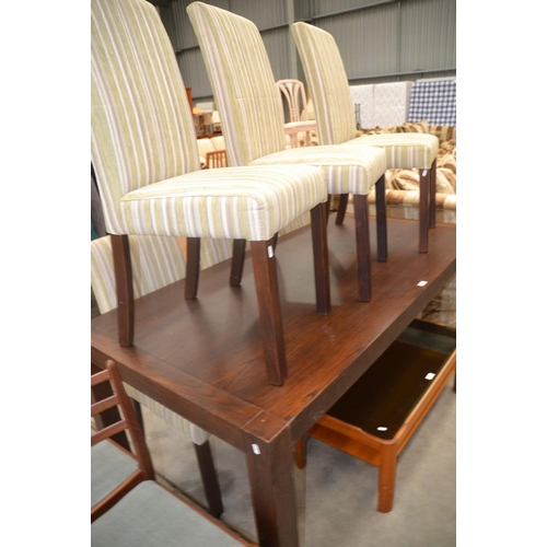 3281 - Oak 6ft Dining Table With 6 Fabric Upholstered Dining Chairs