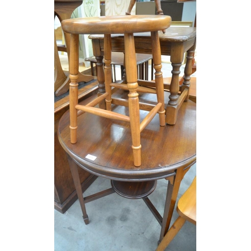 3295 - Mahogany Window Table, 2 Stools & Occasional Table