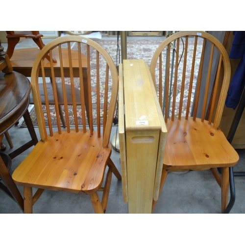 3296 - Pair Of Pine Dining Chairs & Beech Gate Leg Table