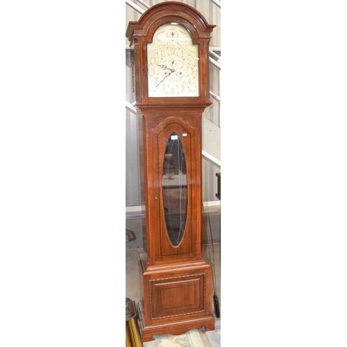 3413 - 20th Century Mahogany Ebony Lined Musical Longcase Clock by Whytock's of Dundee, the silvered Dial w... 