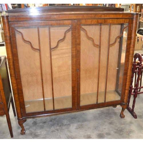 3457 - Walnut 2 Door China Cabinet With Ball & Claw Feet