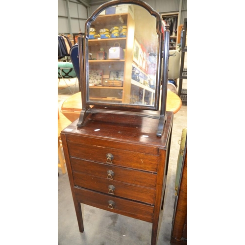 3458 - 4 Drawer Music Cabinet & Mahogany Dressing Mirror