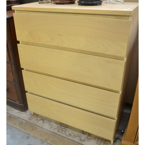 3465 - Beech 4 Drawer Chest