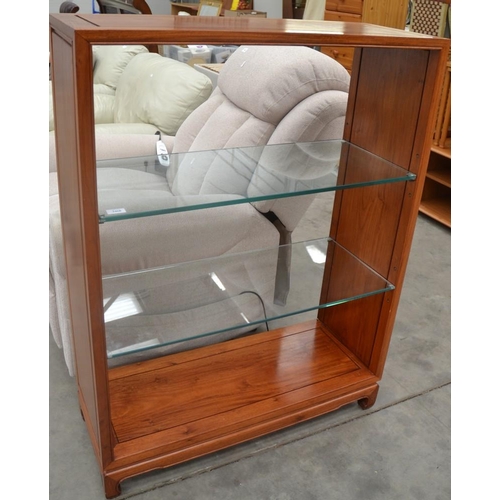 3468 - Chinese Rosewood Display Unit With 2 Glass Shelves