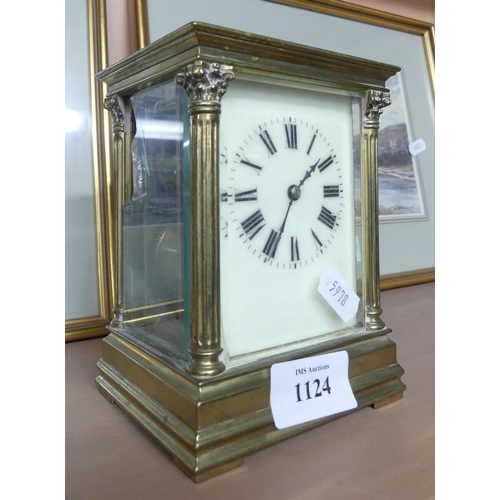 1124 - Brass carriage Clock (AF).