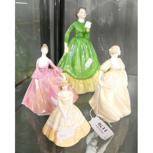 1170 - Four Coalport China Figurines of Various Sizes.