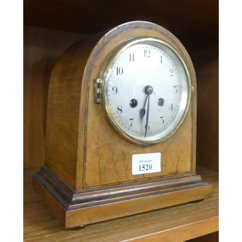 1520 - Mahogany Dome Top Mantel Clock.