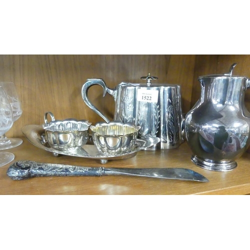 1522 - Silverplated Teapot & Water Jug etc.