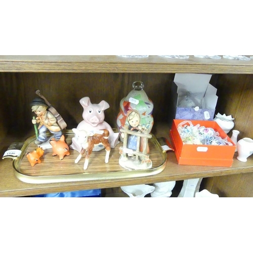 1546 - Assorted Hummel Figures, Wade Bank, Goebel Condiment Set etc.