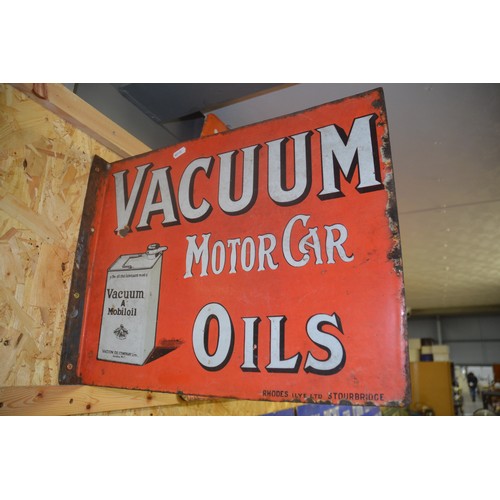 574 - Antique Double Sided Vacuum Motor Car Oils Enamel Sign