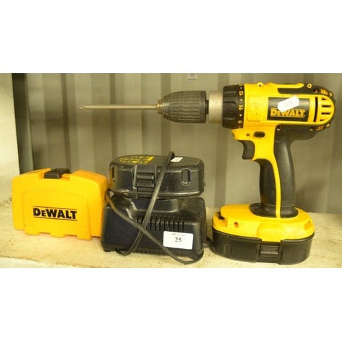 25 - Dewalt Cordless Drill With Spare Battery