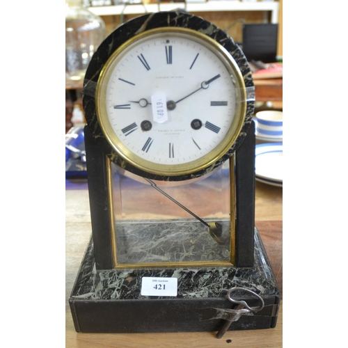 421 - Victorian Slate & Marble Mantle Clock - Wilson & Gandar of London