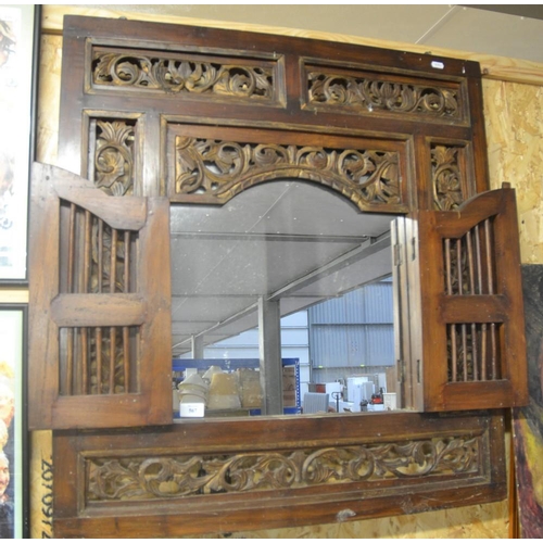 567 - Hardwood Fretwork Wall Mirror