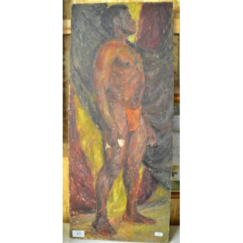 573 - Oil On Board - Nude Male by James Ferguson