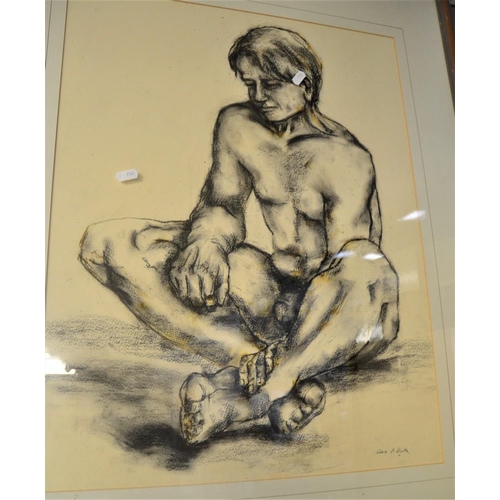 574 - Charcoal Drawing Of Nude Male by Claire B Blyth