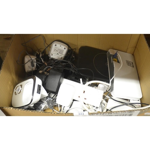 614 - Box of Telephones, Sky Box & BT Box