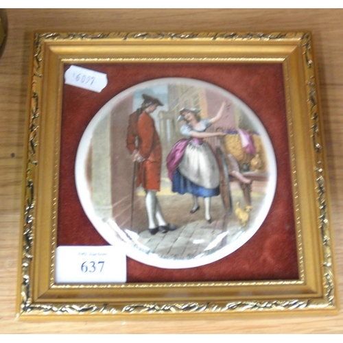 637 - Framed Pot Lid 'Cries Of London'