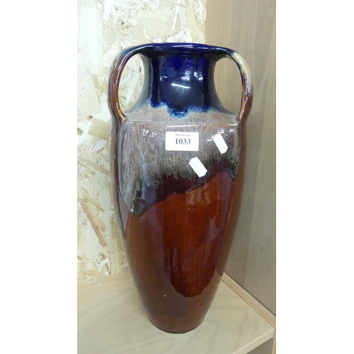 1033 - Large Trefoil Handled West German Vase, approx 45cm tall.