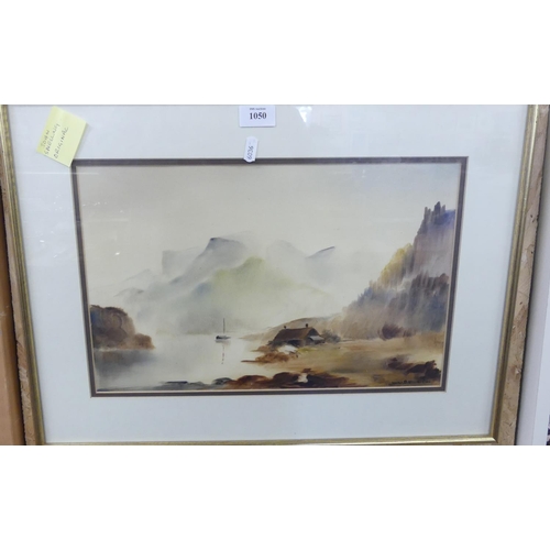 1050 - Framed Watercolour - Highland Scene by John Snelling, approx 42 x 26cm.