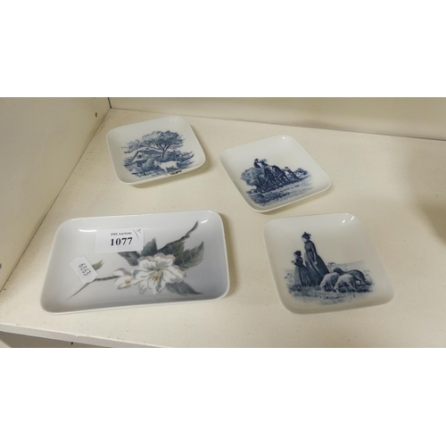 1077 - Four Royal Copenhagen Pin Dishes.