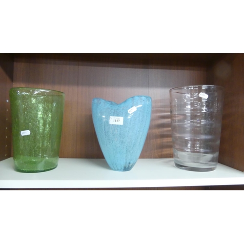 1117 - Three Vintage Art Glass Vases.