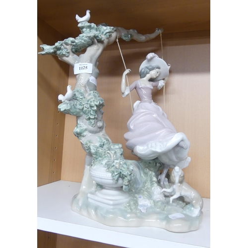 1125 - Large Lladro Figure, Girl on a Swing (AF).