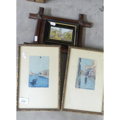 1592 - Two Venetian Watercolours & Two Framed Prints.