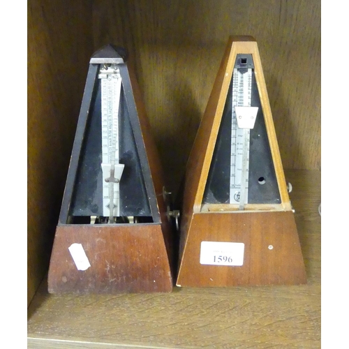 1596 - Two Metronomes (both missing front covers).