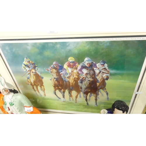 1609 - Framed Ltd Edition Sporting Print - Racehorses 429/500, approx 55 x 40cm.