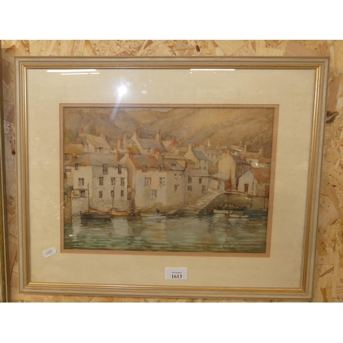 1613 - Framed Watercolour Cornish Fishing Village by George Washbrook dated 1898, approx 34 x 24cm.