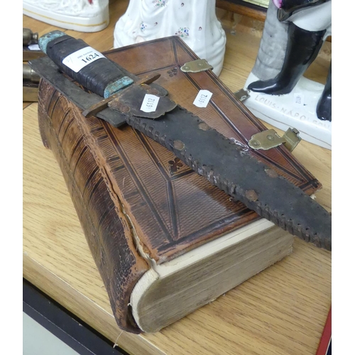 1624 - Sheath Knife, 1884 German Leatherbound Bible.