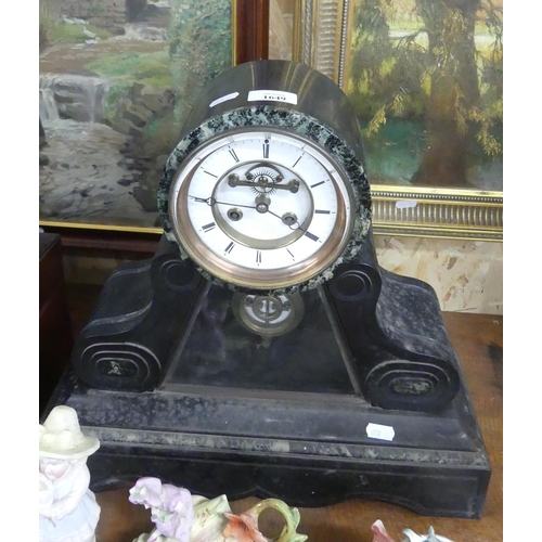 1649 - Victorian Black Slate Mantel Clock.