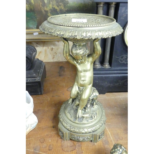 1651 - Heavy Brass Cherub Comport, approx 33cm tall.