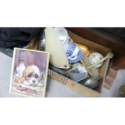 1667 - Box - Pottery, Prints & Dressing Table Set.