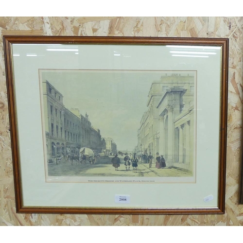 2008 - Framed Print - Regents Bridge & Waterloo Place Edinburgh, approx 36 x 26cm.