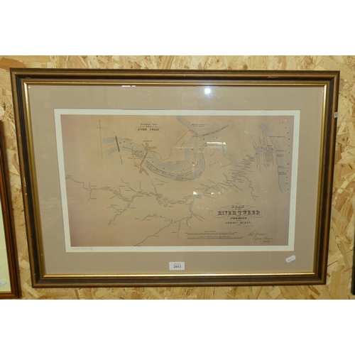 2011 - Framed Plan of the River Tweed From Peebles, approx 53 x 32cm.