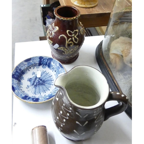 2019 - Two Slipware Pottery Jugs & Small Tin Glaze Dish.