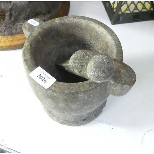 2026 - Very Heavy Granite Mortar & Pestle.