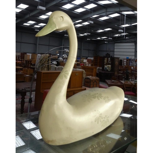 2038 - Painted Wooden Ornamental Swan - approx 37cm tall.