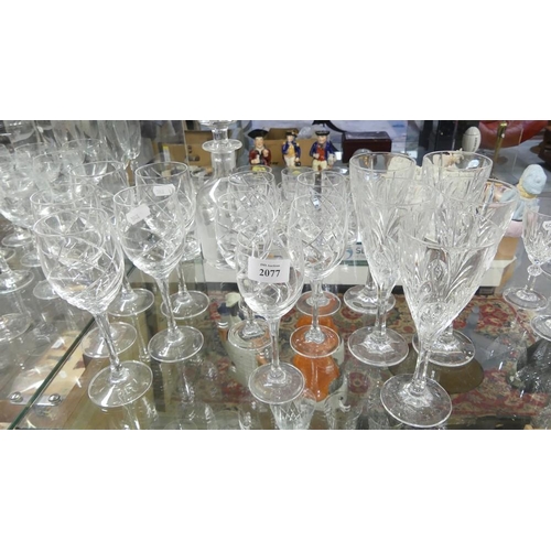 2077 - Two Sets of Crystal Wine Glasses.