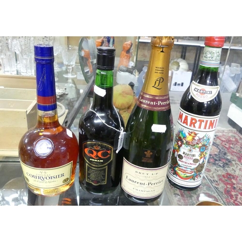 2089 - Four Bottles - Cognac, Martini, QC Sherry & Laurent-Perrier Brut.