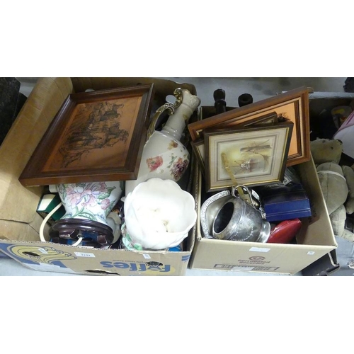 2104 - Two Boxes - Table Lamps, Pottery & EP Wares.