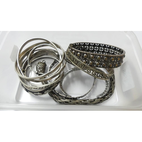 2568 - Box - Silver & White Metal Bangles.